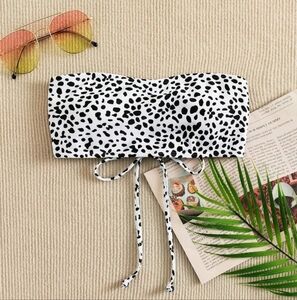 NWOT Dalmation Print Bandeau Bikini Top, L (8-10), Black & White